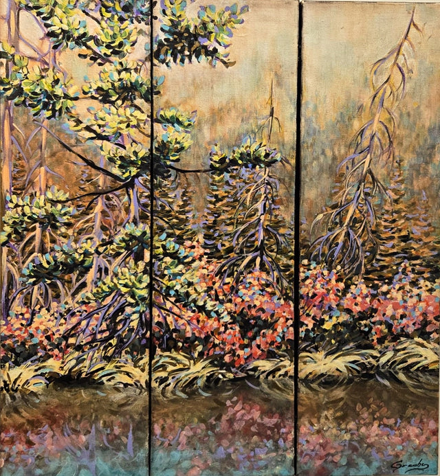"Tree Triptych" | 18" x 20" | Original Acrylic Painting by Teresa Grasby