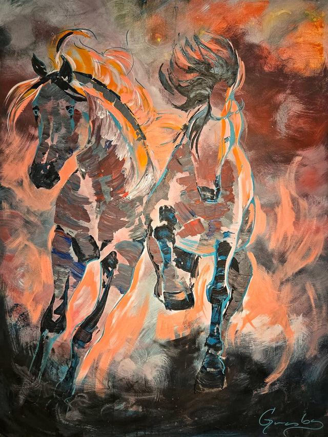"Happy Horses" | 36" x 48 | Original Acrylic on Canvas Painting  by Teresa Grasby
