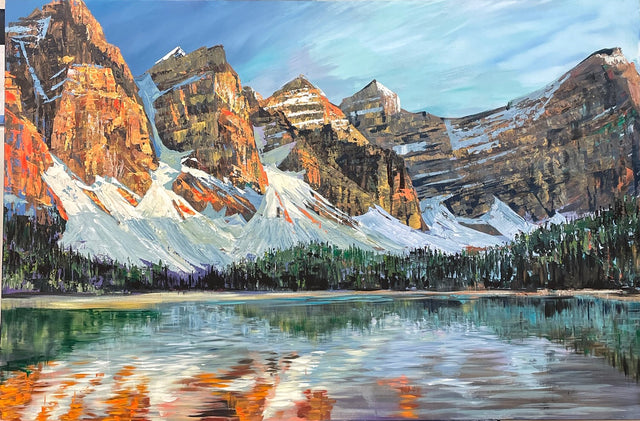 Moraine Lake original mountain landscape painting by Teresa Grasby