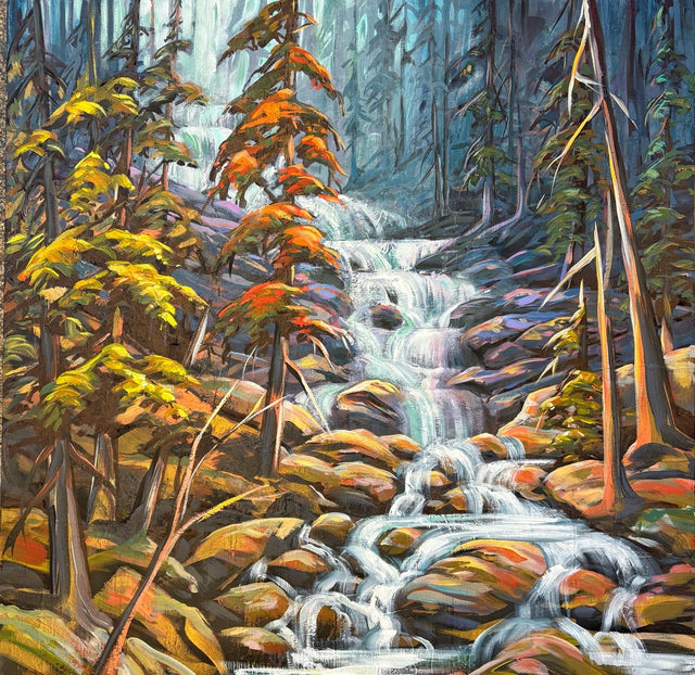 Forest Flow - Original Autumn Forest Stream Painting 30x30