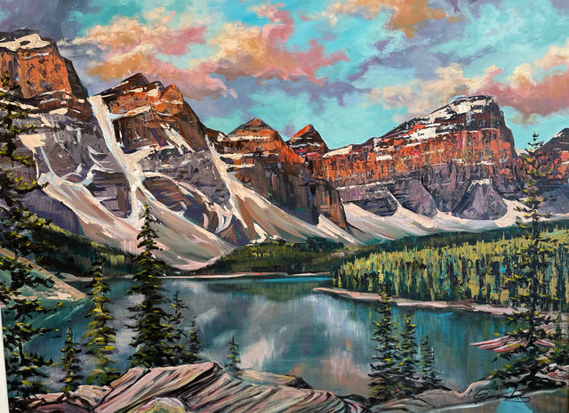 "Moraine Lake" | Original Mountain Landscape Painting by Teresa Grasby | 30"x40"