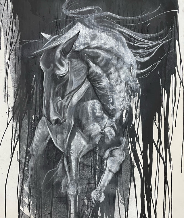 Equine Spirit original charcoal drawing by Teresa Grasby