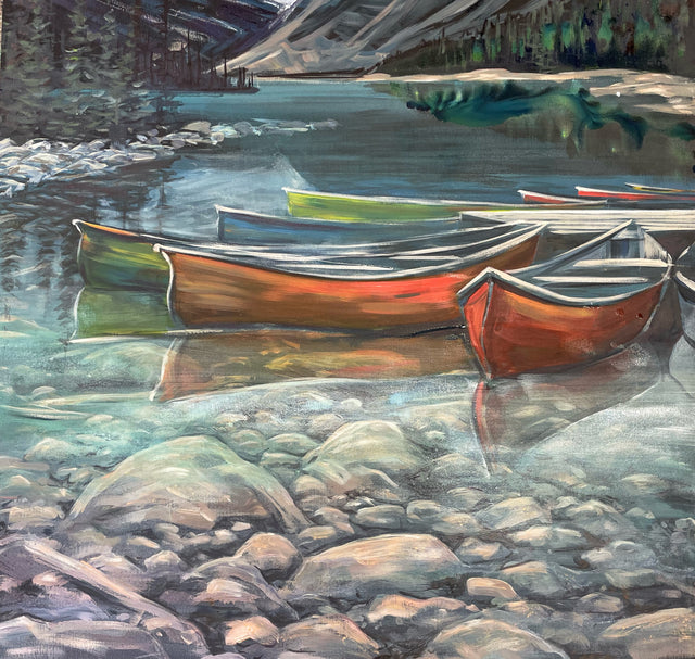 Canoes on Glass original painting by Teresa Grasby