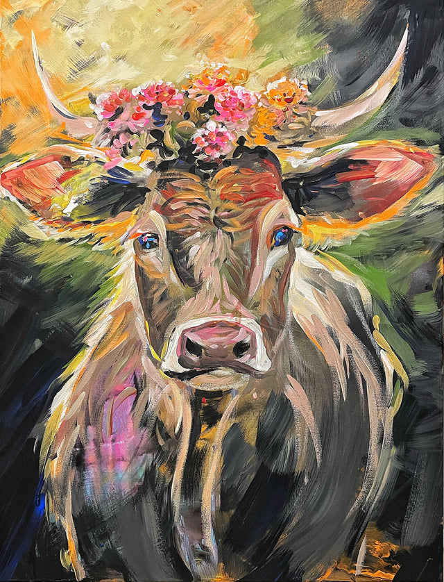 "Highland Cow" | SOLD |  Original Animal Portrait Painting by Teresa Grasby | 18"x24"