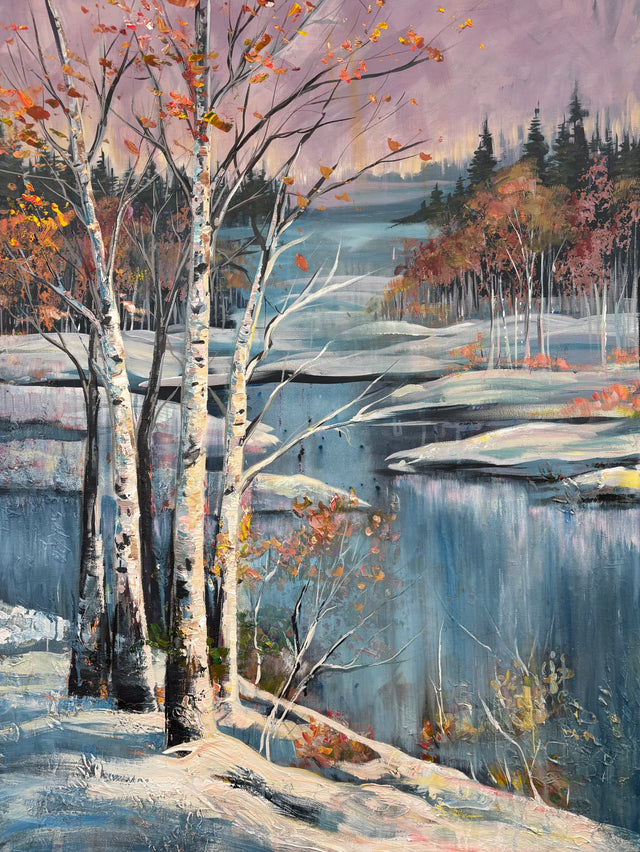 Aspen on the Pond original acrylic painting by Teresa Grasby