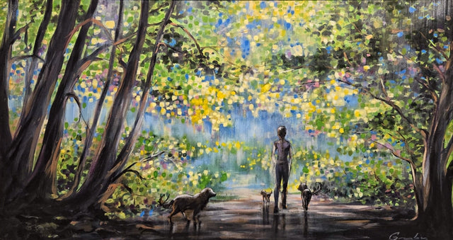 "Dog Walk" | 20" x 36" | Original Acrylic Painting by Artists Teresa Grasby