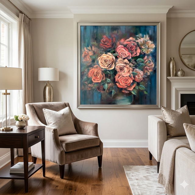 "Rose Romance II" 36" x 36" 