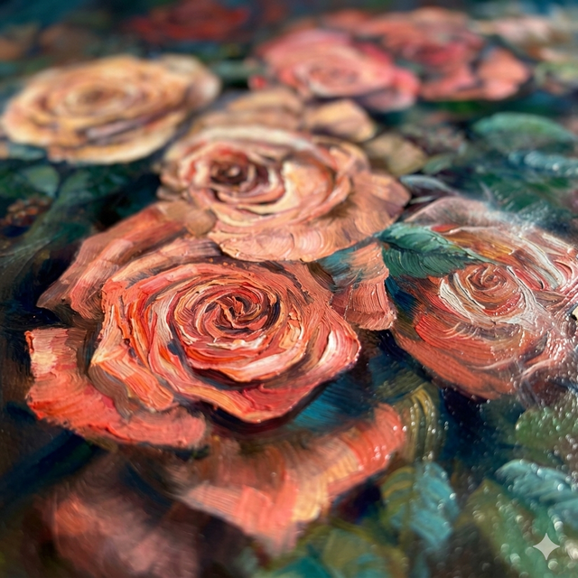 "Roses" | Original Floral Oil Painting by Teresa Grasby | 36"x36"