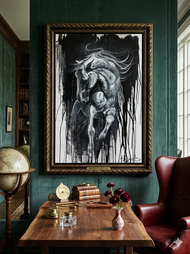 "Equine Spirit" - 40"x60" Original Charcoal Drawing on Canvas by Teresa Grasby