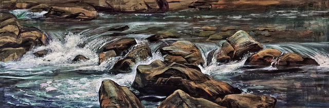 "Goat River Riffle" | 24" x 72" | Original Acrylic River Painting by Teresa Grasby