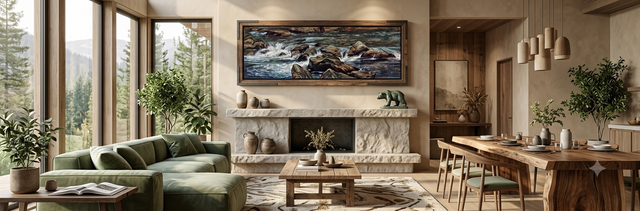 "Goat River Riffle" | 24" x 72" | Original Acrylic River Painting by Teresa Grasby