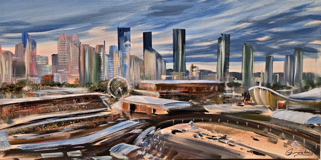 "City of Calgary" | 10" x 20" | Original Acrylic Painting by Artist, Teresa Grasby