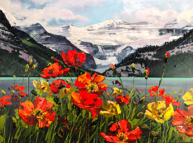"Lake Louise Poppies" 16"x20"