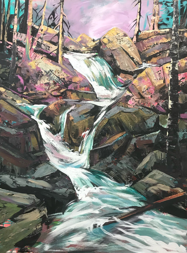 Rocks and Water - 48x60 Original Acrylic Painting by Teresa Grasby