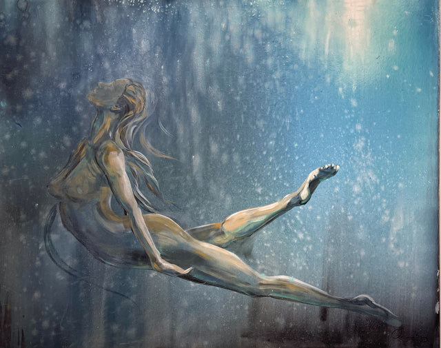 Emerging original figurative underwater painting by Teresa Grasby