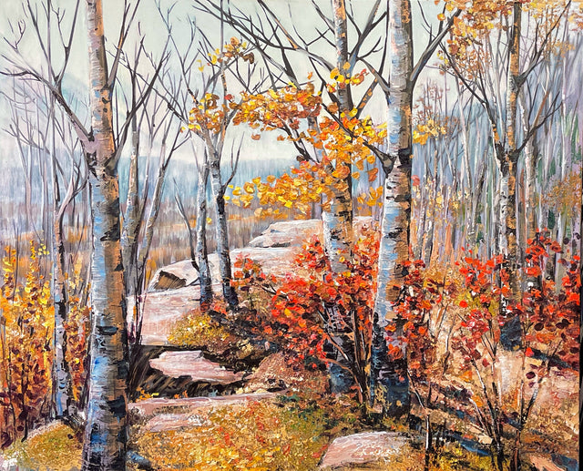 Autumn Outlook II | SOLD |  Original Alberta Aspen & Wild Rose Painting by Teresa Grasby | 30"x40"