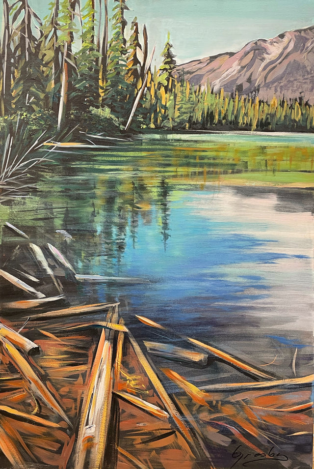 Olive Lake - Original British Columbia Mountain Lake Painting 20x30
