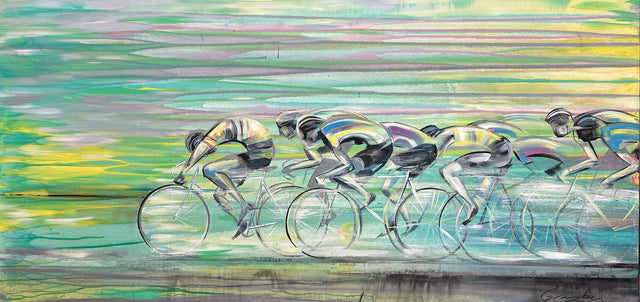 Final Push original cycling race painting by Teresa Grasby