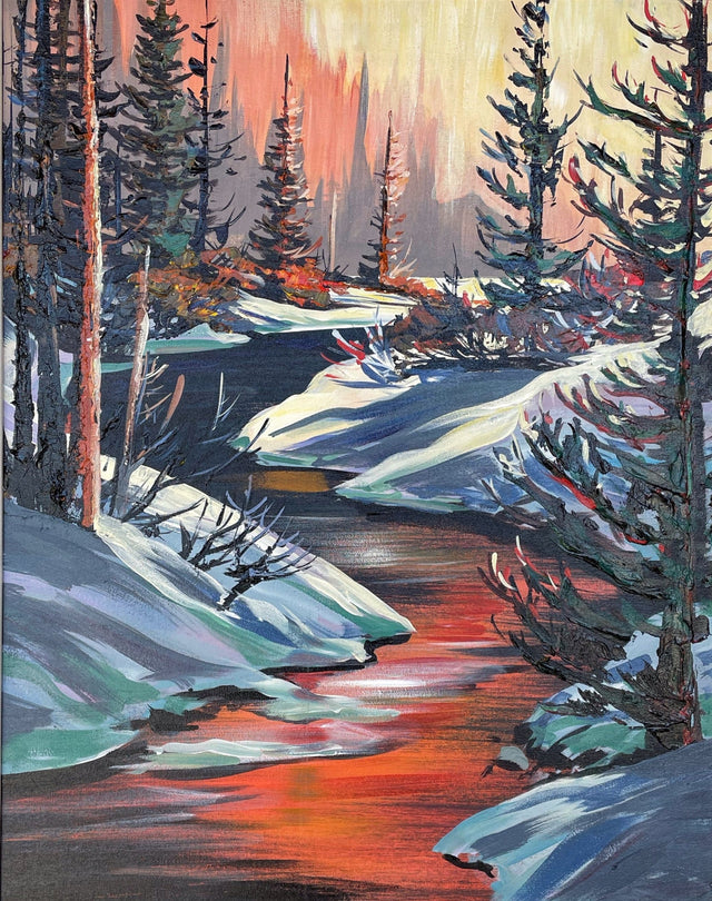 Winter Red original acrylic painting by Teresa Grasby
